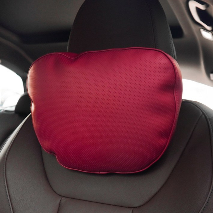 천연 나파 가죽 자동차 목 쿠션 SORONA BMW 벤츠 볼보 차량용, 1개, 메리노레드 천연 나파 가죽 자동차 목 쿠션 SORONA BMW 벤츠 볼보 차량용, 1개, 메리노레드