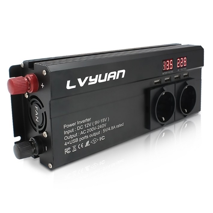녹원 순수계단파 차량용 인버터 지속출력 1500W 최대출력 2600W, 1개 녹원 순수계단파 차량용 인버터 지속출력 1500W 최대출력 2600W, 1개