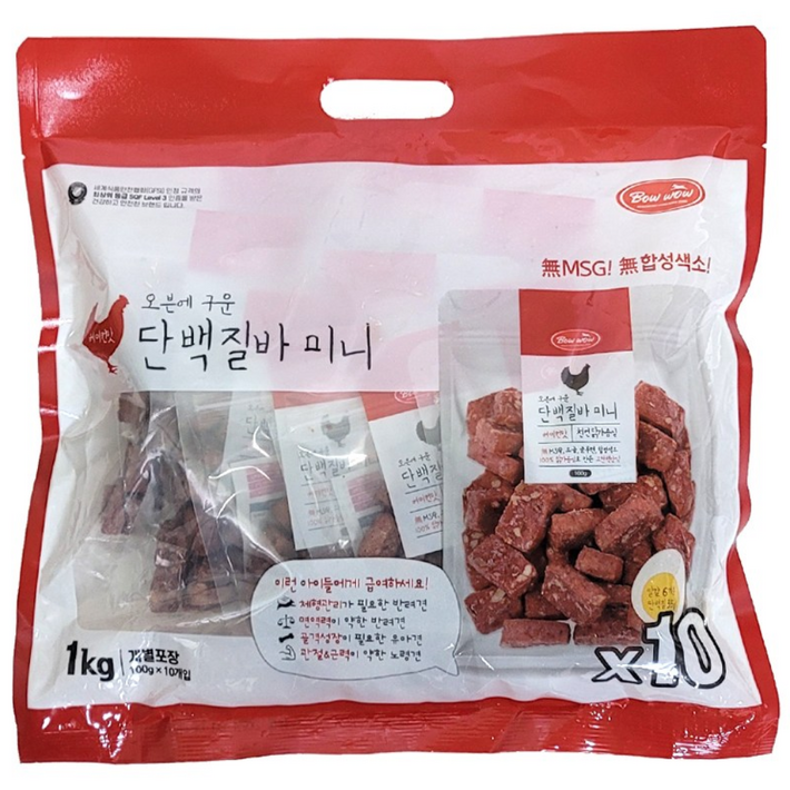 바우와우 애견용 단백질바 100g X 10개입 베이컨맛 애견 간식