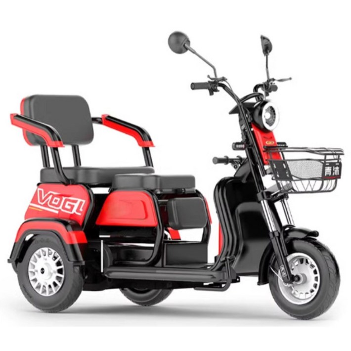 스쿠나라 3발 전동스쿠터 전기스쿠터 자전거 세발 오토바이 삼륜 3발 바이크 출퇴근 전동차 어르신 노인 전기오토바이 전동오토바이, 레드, 스틸