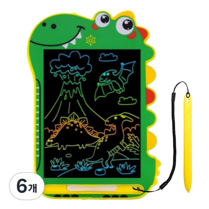 공룡 드로잉 패드 8.5인치 전자 칠판 낙서장 노트 메모 생일 입학 졸업 선물 유아용 보드, 그린, 6개