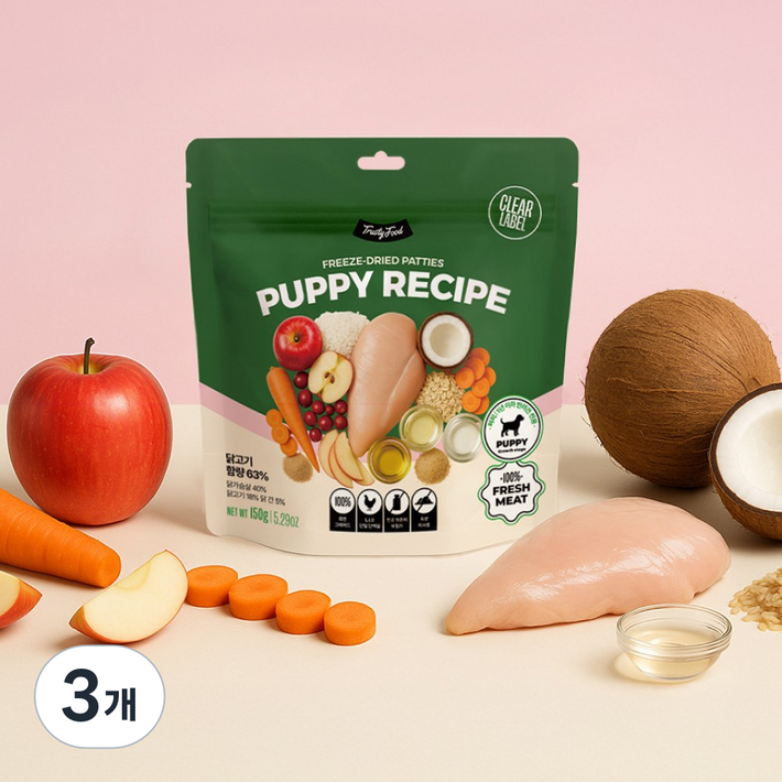 트러스티푸드 강아지 동결건조 사료 치킨패티 퍼피, 150g, 3개, 닭