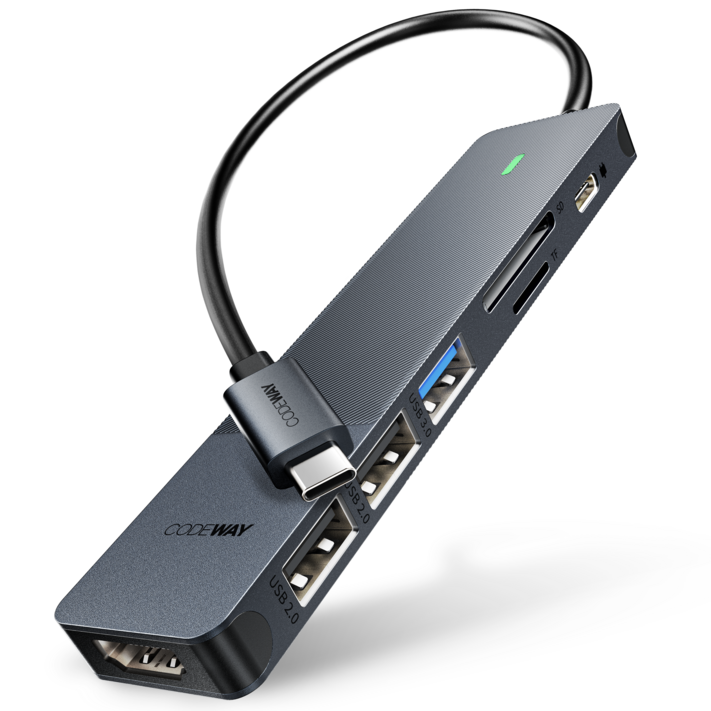 코드웨이 USB C타입 허브 7 IN 1 노트북 맥북 멀티허브, 그레이, 1개