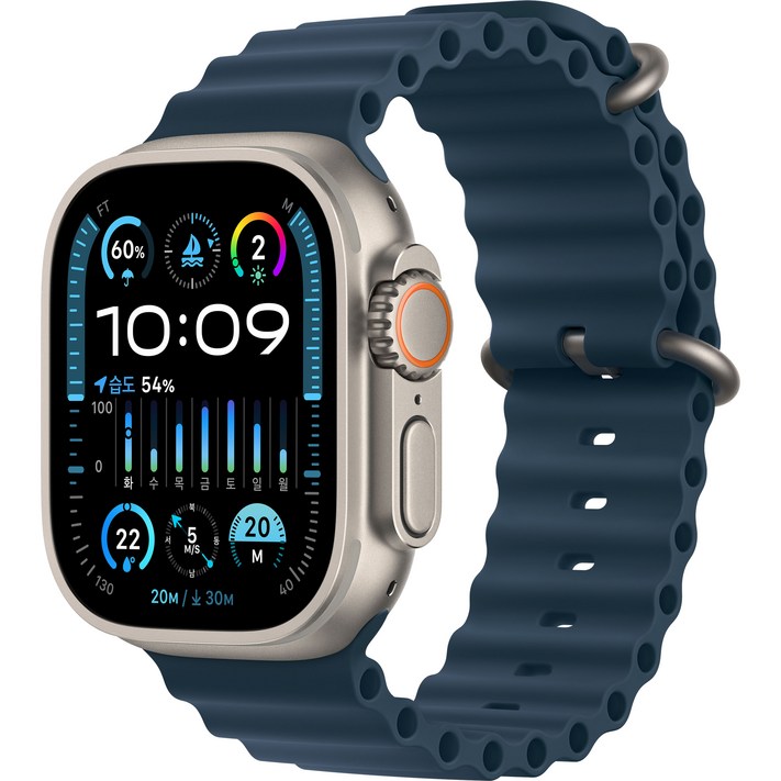 Apple 애플워치 Ultra 2 티타늄, 오션 밴드 Apple 애플워치 Ultra 2 티타늄, 오션 밴드