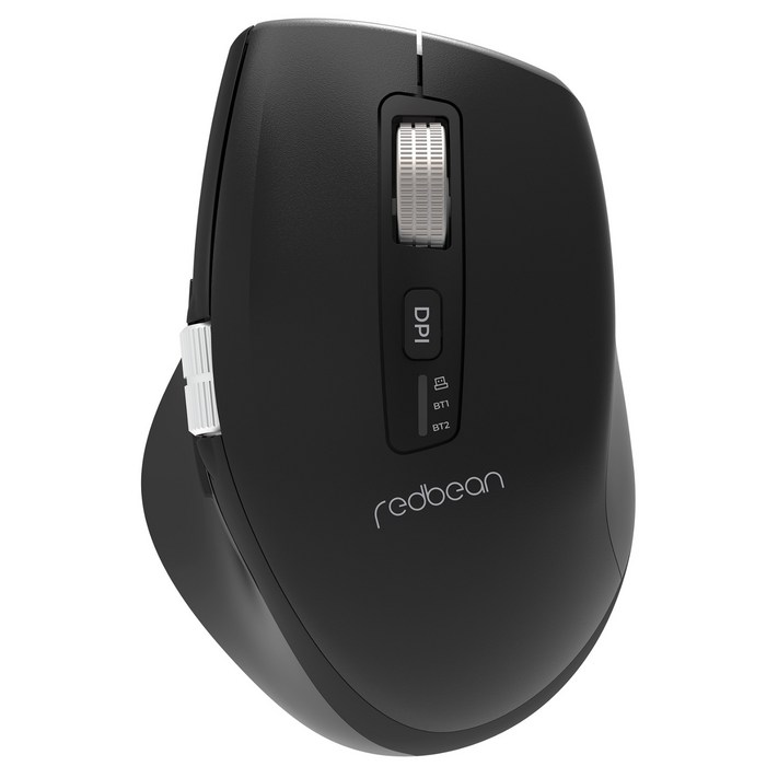 레드빈 퀀텀 무한 휠 스크롤 블루투스 C타입 충전식 무소음 세미 버티컬 무선마우스, 퍼펙트블랙, A59RBK