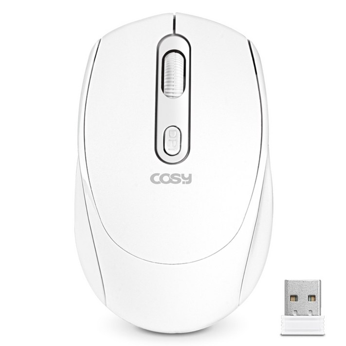 코시 C타입 충전식 듀얼 멀티 무소음 블루투스 무선 마우스 M4141WLBT, 화이트, M4141WLBT