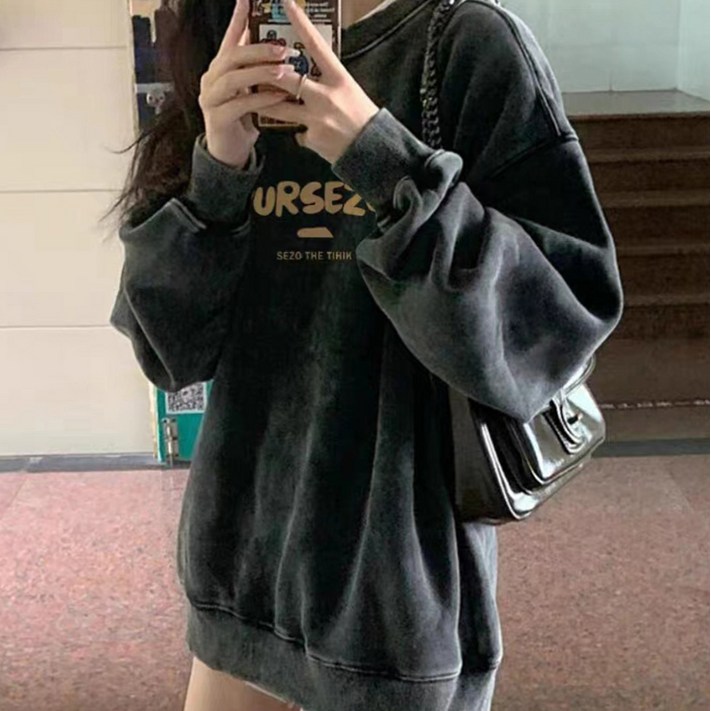 메이첼 워싱 코튼 오버핏 맨투맨 티셔츠 10232