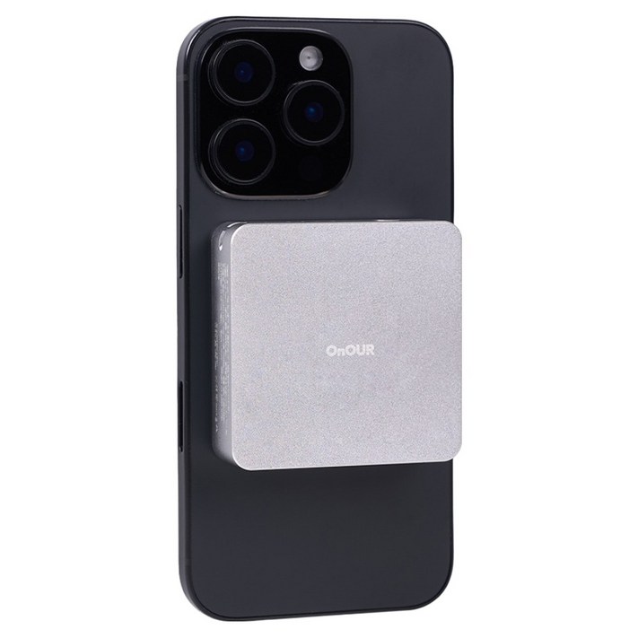 온아워 고속 무선충전 3in1 맥세이프 미니 보조배터리 5000mAh, 실버, OPB1WG