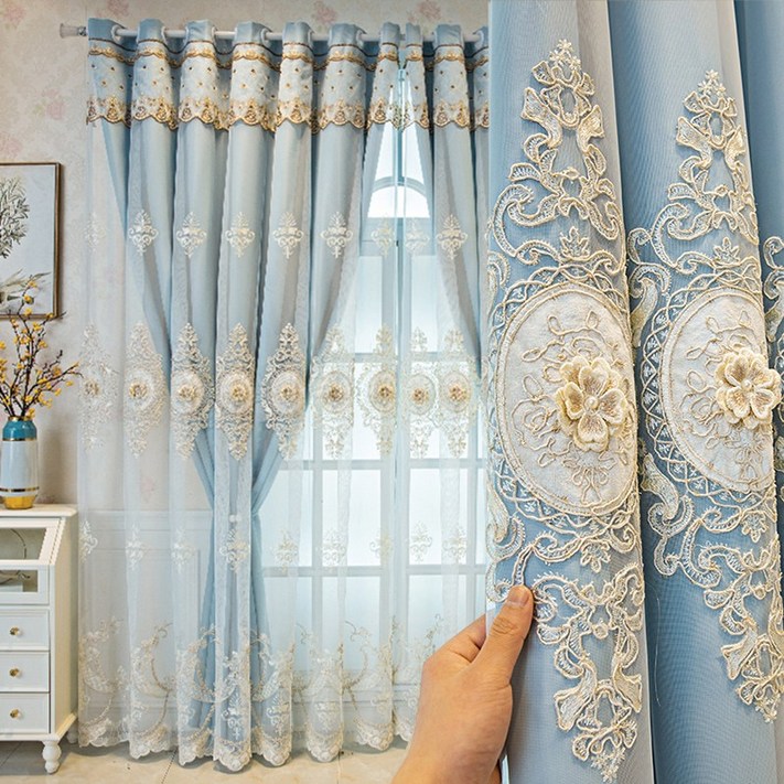 아일렛형 유럽식 빈티지 클래식 자수 안방 거실암막 이중  커튼 11