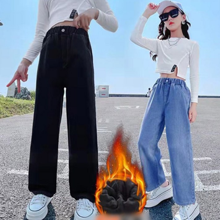 헬로가든 심플와이드 청바지기모