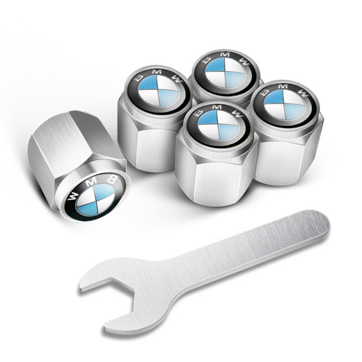 자동차 도난 방지 금속 타이어 밸브 캡 밸브 코어 커버 타이어 밸브 캡 노즐 캡 개성 개조 공용, 백, 5개