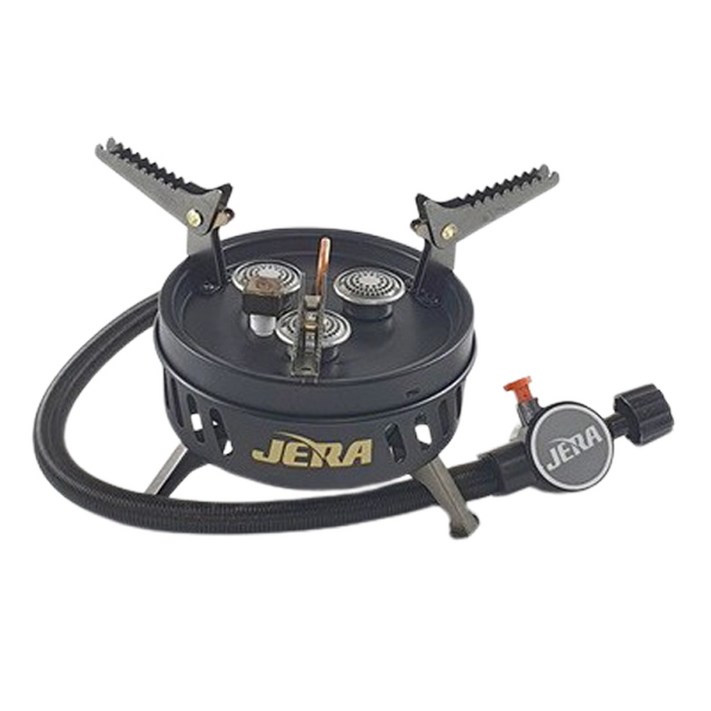 제라 JB103 3구 고화력 캠핑스토브 부탄가스 호스버너 블랙