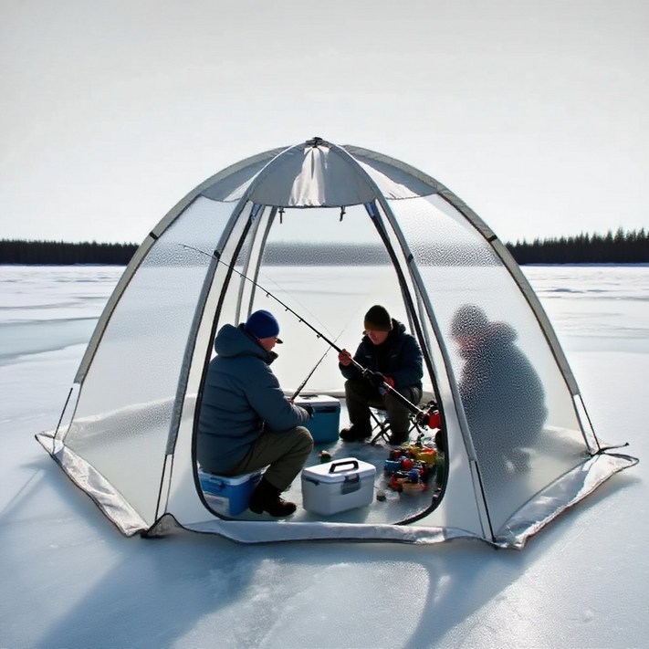 아이스피싱 전문 46인용 PVC 투명 돔 텐트 동계 방한 텐트, 야외 경기 관람, 정원 캠핑 용품
