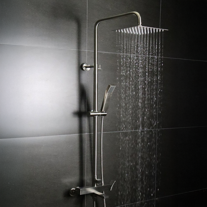 로딘 사각 무광 샤워기 수전 레인샤워 해바라기 샤워 욕실 스텐 SUS304 욕조 샤워기교체 IN232, 실버, 1개