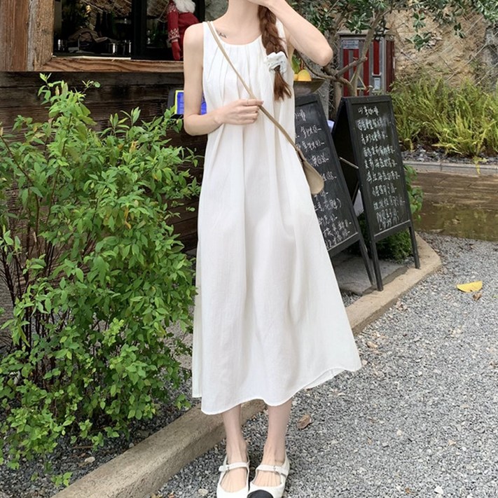 민소매 롱 원피스 이너 롱나시 슬리브리스 맥시 여름