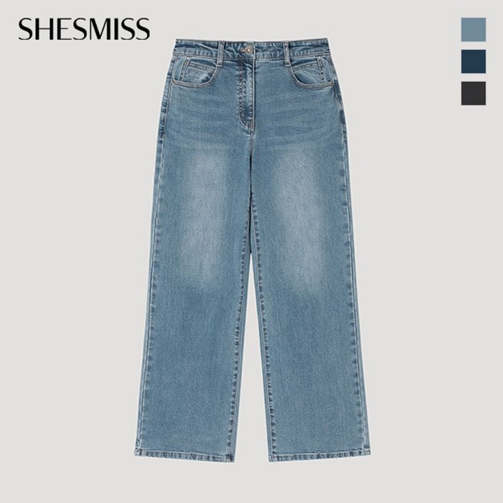 쉬즈미스 백 밴딩 워싱 와이드 데님 팬츠 SSMSLP32060