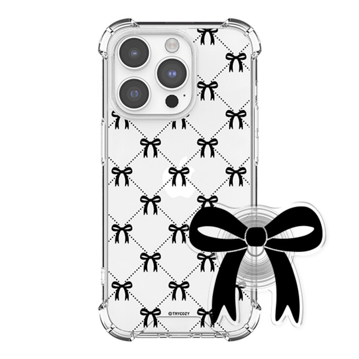 코지 리본 패턴 젤하드 갤럭시 아이폰 휴대폰 케이스아크릴톡 세트