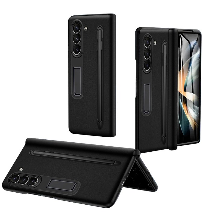 YINUO 갤럭시 Z 폴드3 4 5 6 힌지보호 소가죽 케이스with S펜