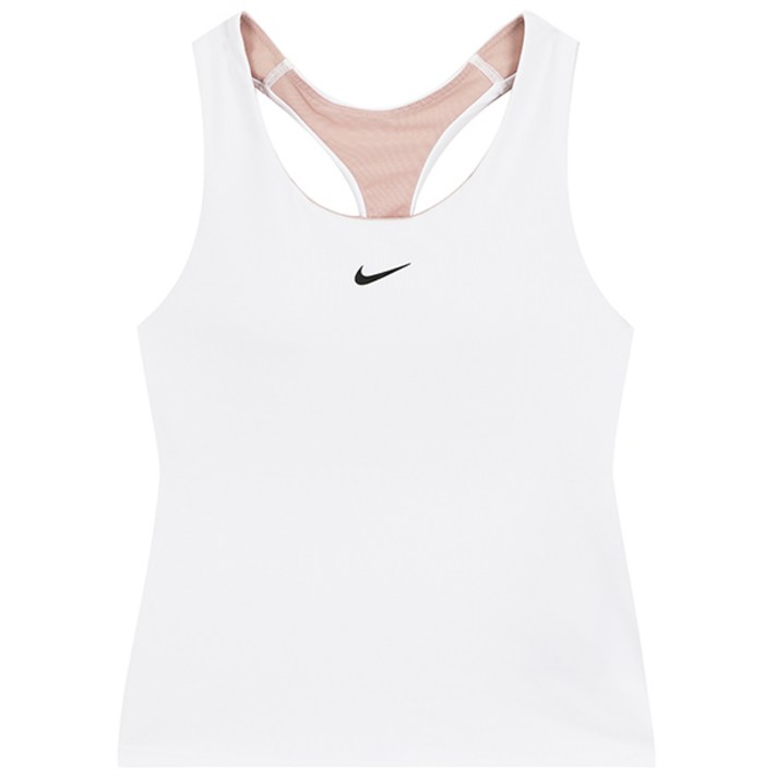 나이키 우먼스 운동 트레이닝 민소매 나시티 DRIFIT Swoosh 패드 브라 Tank 화이트블랙 로고