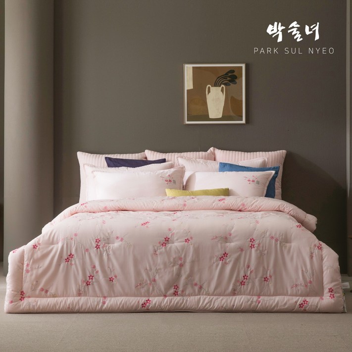 박술녀 순면 광목 차렵 침구 풀세트 작품명 야생화 이불패드베개커버 빠른배송 간절기이불 항균이불 선물포장 부모님선물 예단혼수