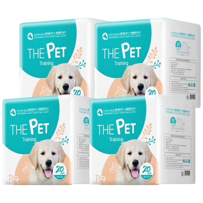 피알지 더펫패드 초대형 20매 배변패드 무향, 4개
