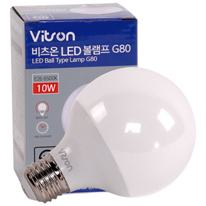 비츠온 LED 미니 볼전구 G80 10W 세트, 주광색, 3개