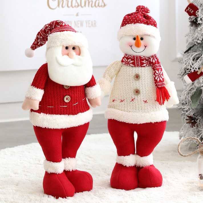 행복한마을 크리스마스 데코소품 세트, 엔틱 산타와 눈사람