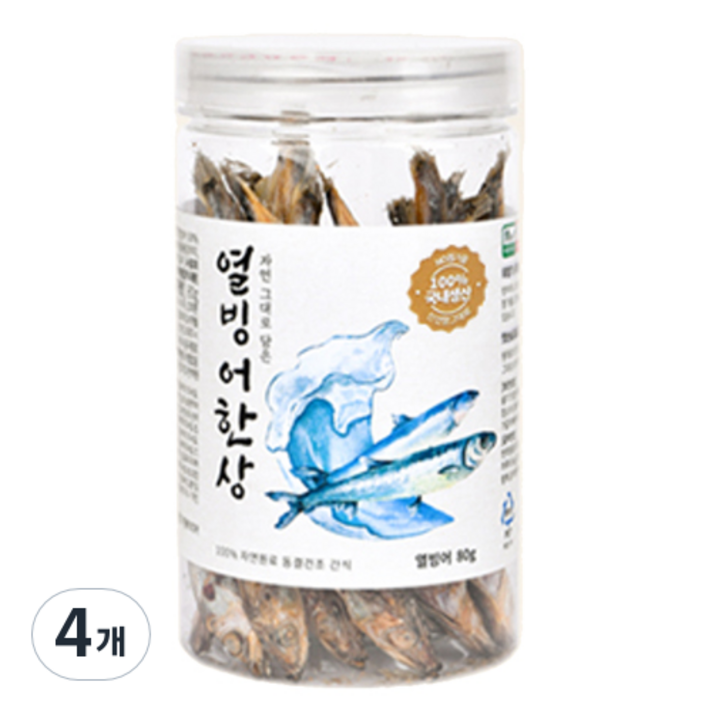 올치 강아지 고양이 동결건조 간식 한상 BF6703, 열빙어맛, 80g, 4개