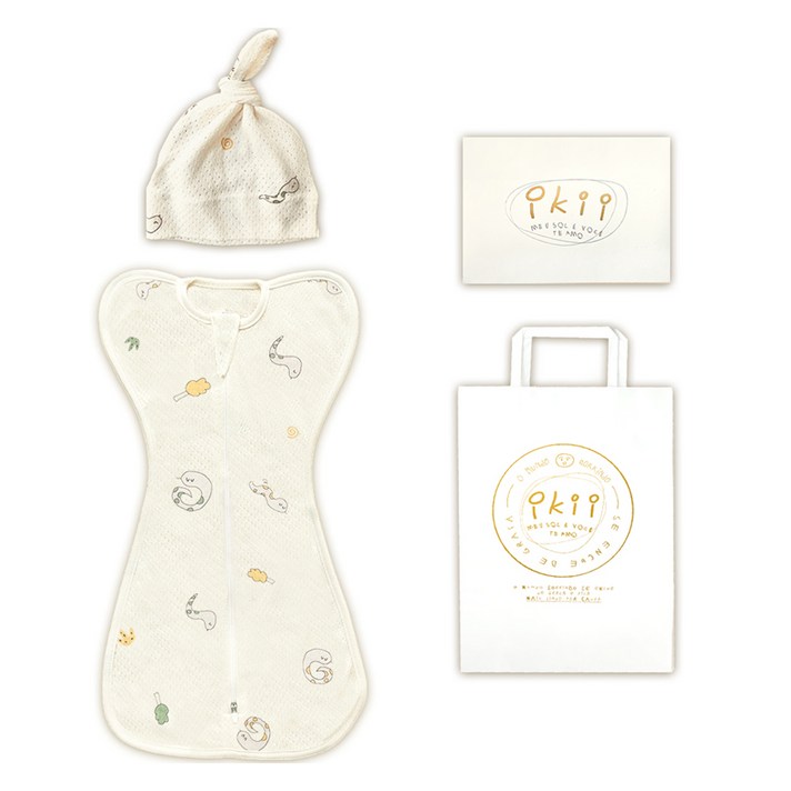 이키 유아용 오가닉 스와들 세트 S  선물박스  쇼핑백