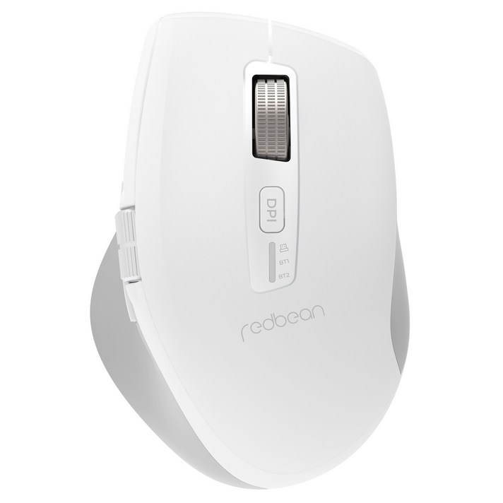레드빈 퀀텀 무한 휠 스크롤 블루투스 C타입 충전식 무소음 세미 버티컬 무선마우스, 퓨어화이트, A59RWT