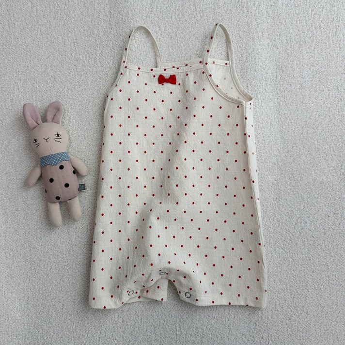 베베나인 아동용 통기성 미니 리본 도트슈트