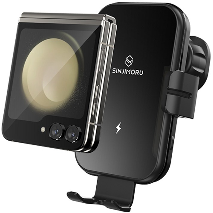신지모루 15W 듀얼코어 갤럭시Z 플립 호환 고속 무선 충전 차량용 거치대, 단일상품, 단일 색상