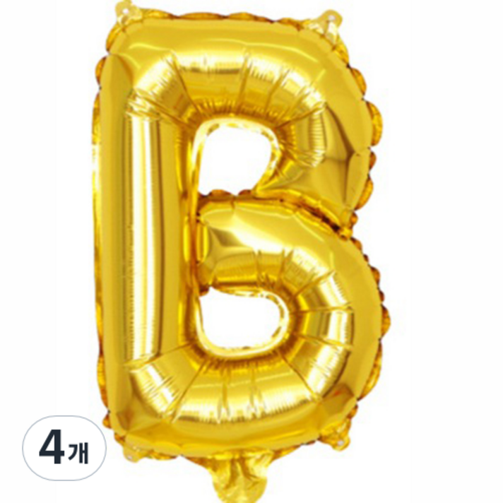 팡파티 레터링 알파벳 풍선 B 40cm, 골드, 4개 팡파티 레터링 알파벳 풍선 B 40cm, 골드, 4개