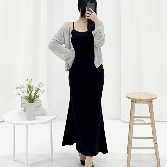 피어니스트 여성용 스트립 나시 머메이드 롱원피스 빅사이즈 포함