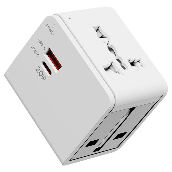 누아트 Gan PD 20W 고속충전 해외 여행용 멀티 어댑터 2포트 C타입  USB 포트 화이트