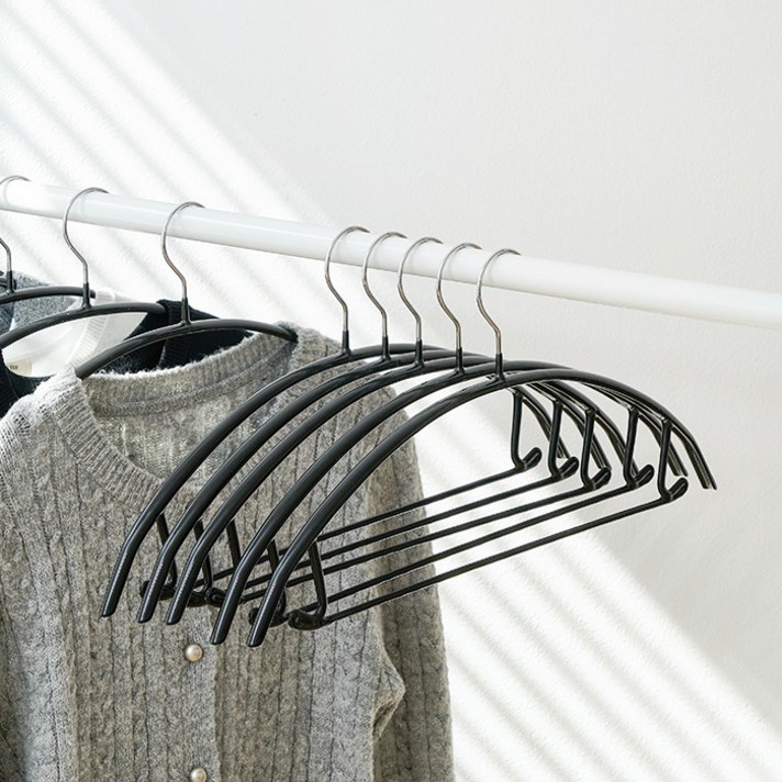 샤바스 논슬립 어깨뿔방지 옷걸이, 블랙, 100개