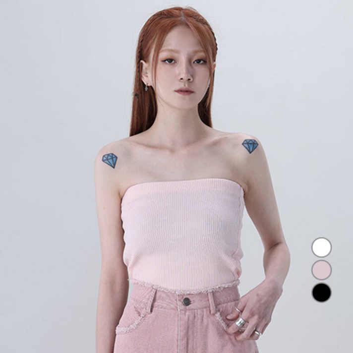 어썸어라운드 여성용 레이어드 골지 밴딩 탑