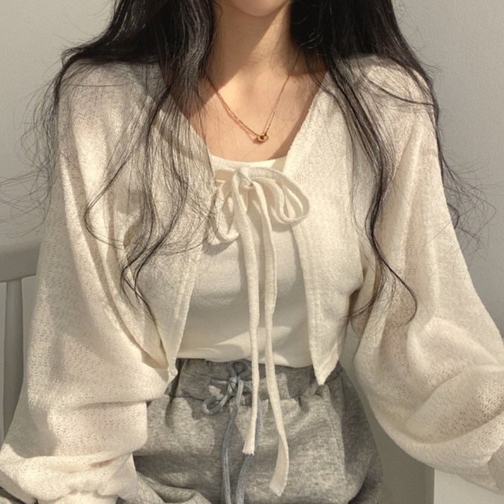 구디프 여성용 어뮤즈 벌룬 소매 볼레로 가디건 구디프 여성용 어뮤즈 벌룬 소매 볼레로 가디건