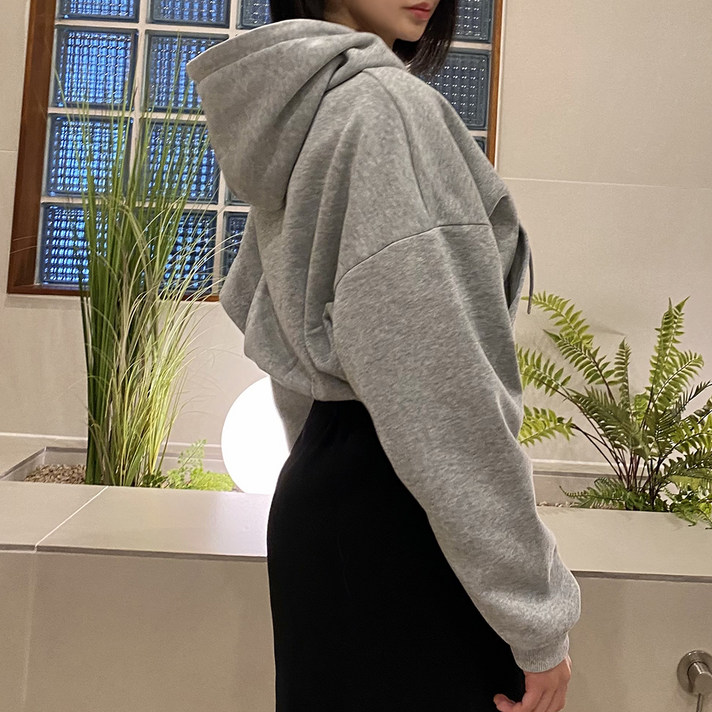 오니몰 후드집업 언더립 기모 오버핏 크롭 투웨이 가을 숏 후드 집업 점퍼