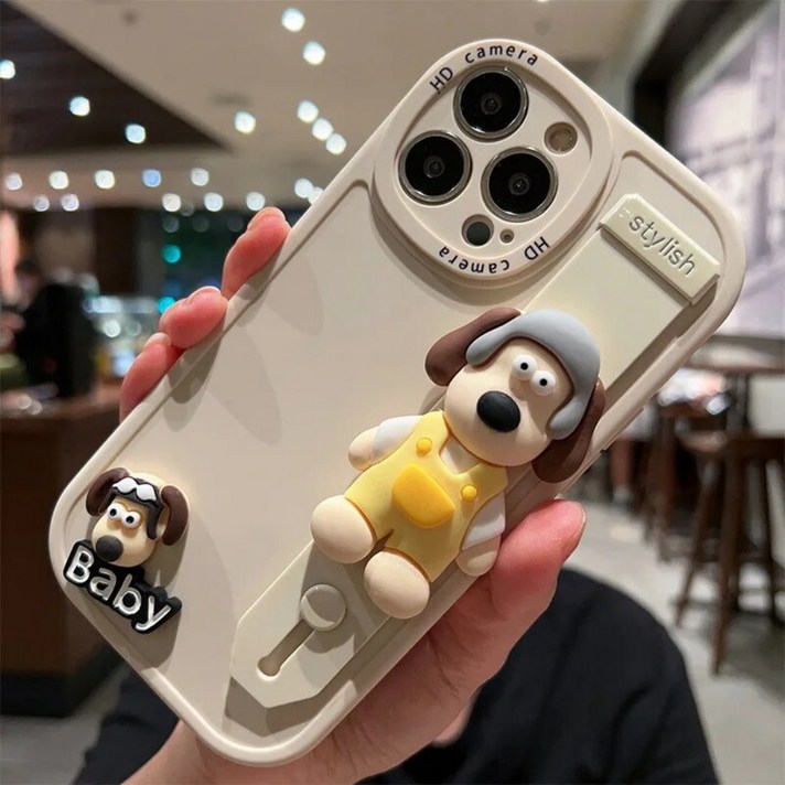아이폰15프로 15PRO 귀여운 그로밋 강아지 입체 스트랩 거치대 실리콘 케이스 아이폰15프로 15PRO 귀여운 그로밋 강아지 입체 스트랩 거치대 실리콘 케이스