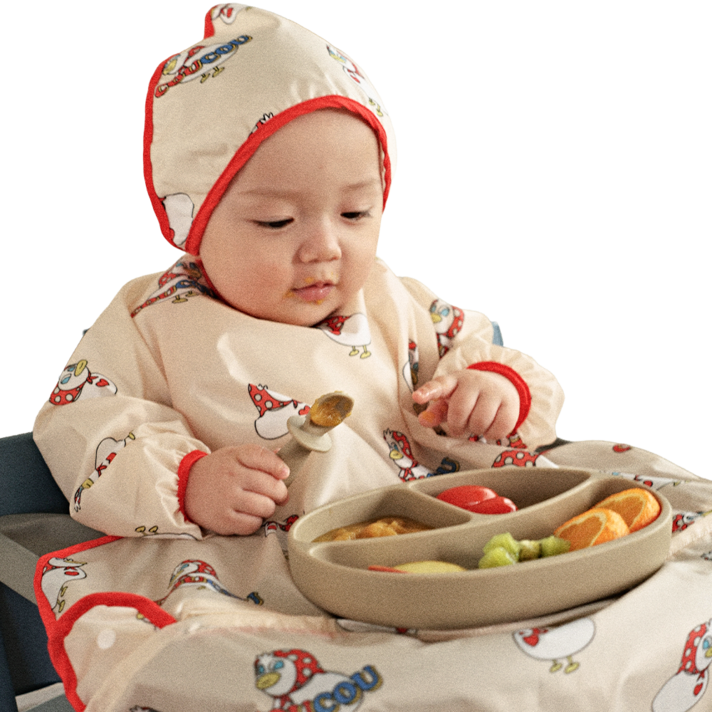 오우아스튜디오 자기주도 이유식 턱받이 식탁일체형 2way 지퍼형