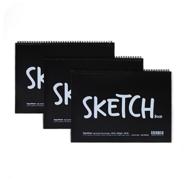 PaperPhant 화이트 프리미엄지 220g 스케치북 3권 세트 White, 40페이지 총 120페이지