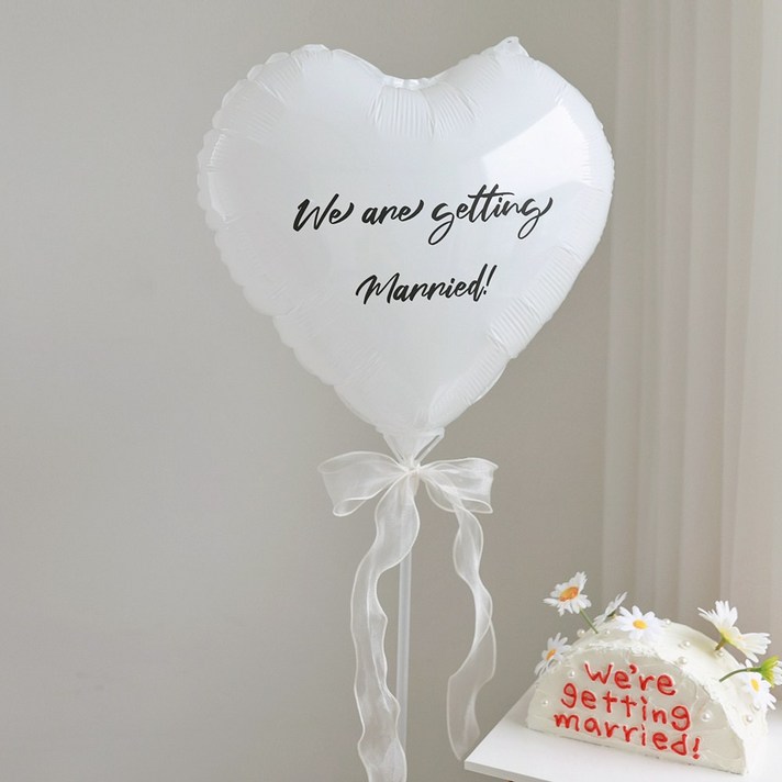 엘블랑꼬 자체제작 셀프웨딩 촬영 18인치 하트풍선 풍선스탠드리본