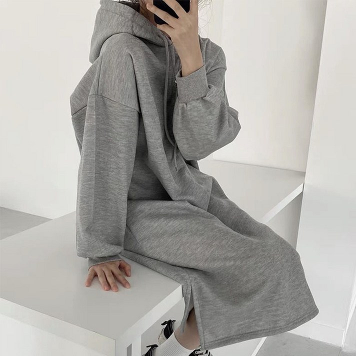 메이리앤 빅사이즈 루즈핏 후드 벤티 기모 롱 원피스 메이리앤 빅사이즈 루즈핏 후드 벤티 기모 롱 원피스