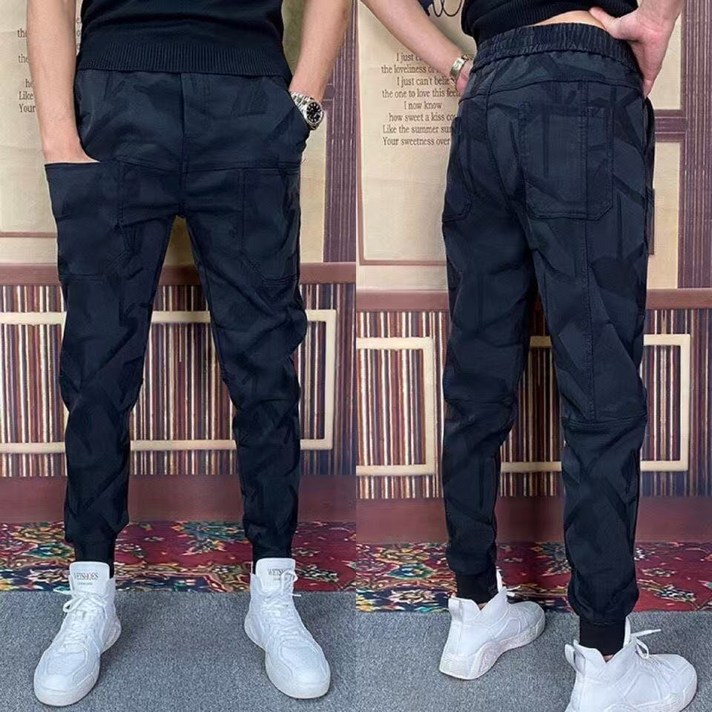 십전십미 남자 추동 육포켓 배기 자카드 데님 팬츠