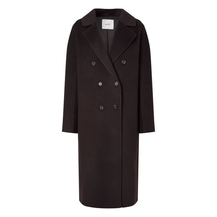 국내매장정품헤지스 여성 캐시미어 블렌디드 핸드메이드 더블 롱코트 브라운