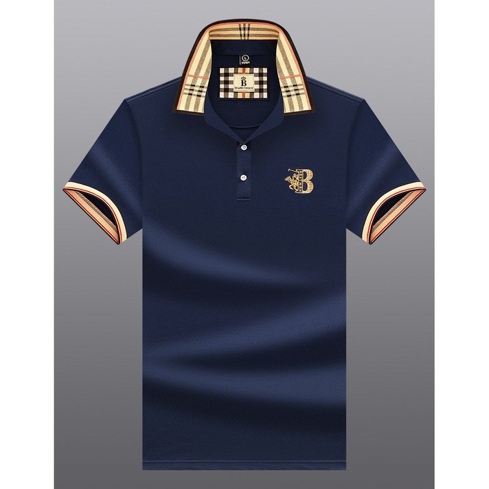 메페니 남성 체크 자수 반팔 카라 티셔츠