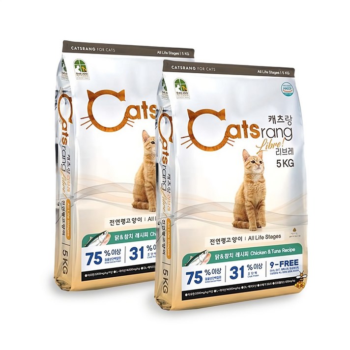 캐츠랑 리브레5kg X 2개 전연령 고양이사료 고양이밥, 닭참치, 5kg, 2개 캐츠랑 리브레5kg X 2개 전연령 고양이사료 고양이밥, 닭참치, 5kg, 2개