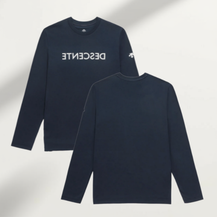 국내매장판 데상트 기능성 긴팔티 맨투맨 후드티   기모 긴팔 티셔츠 네이비 SQ323UTL91  jyh