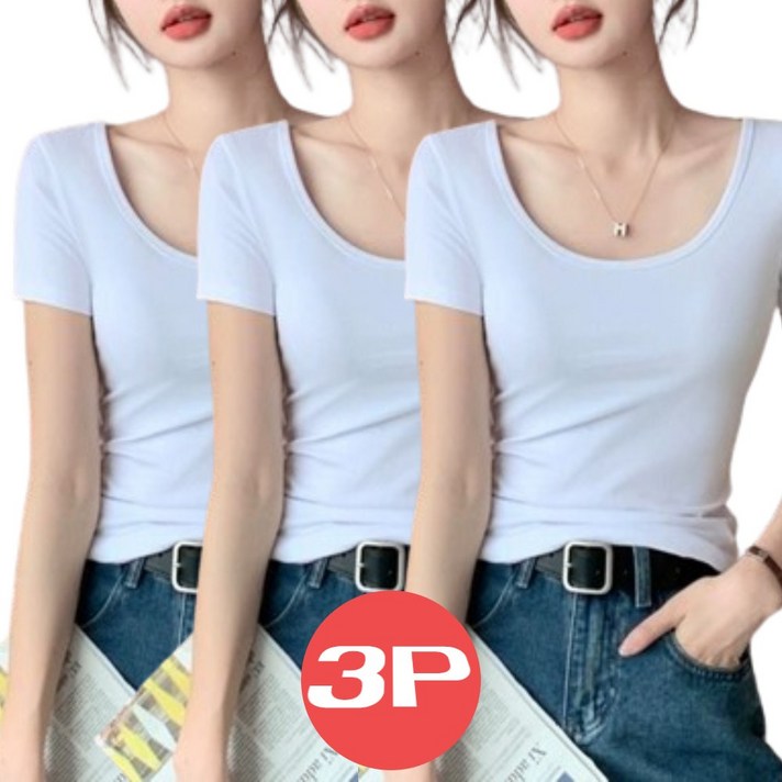 베르슈어 베이직 U넥 슬림 반팔티 3종